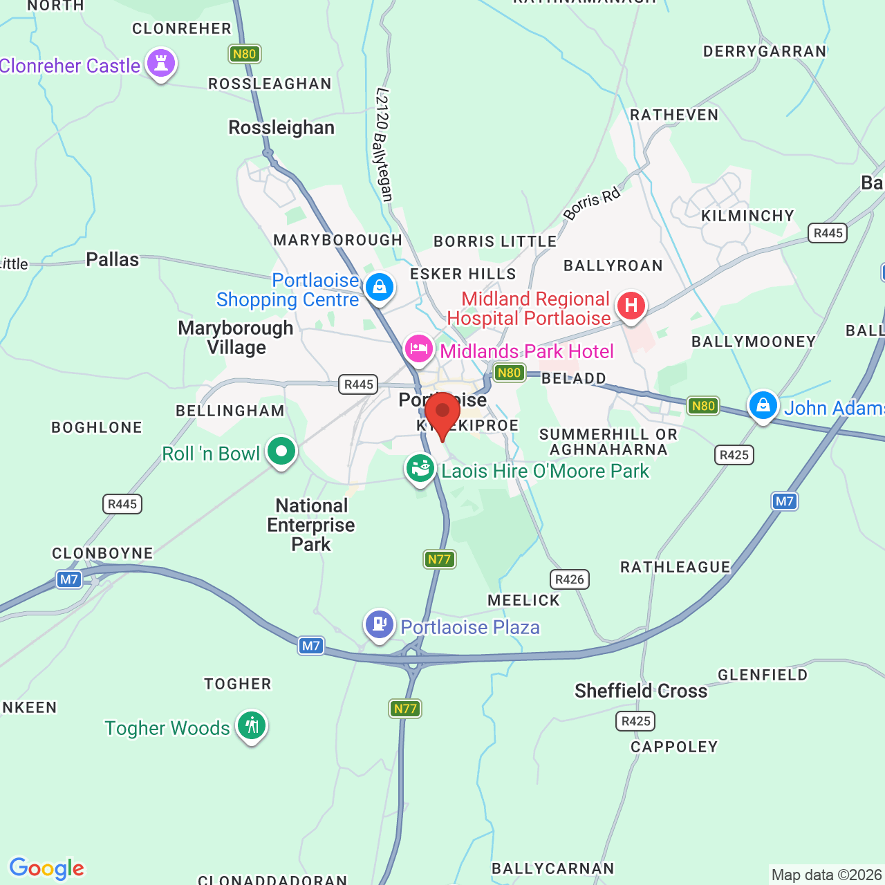 Map displaying job location