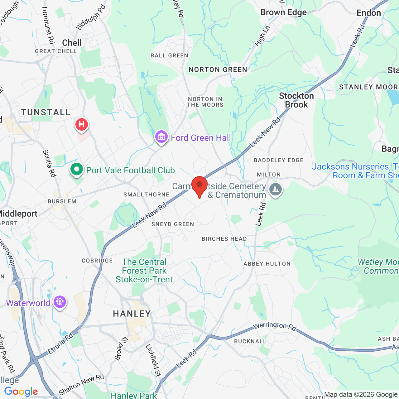 Map displaying job location