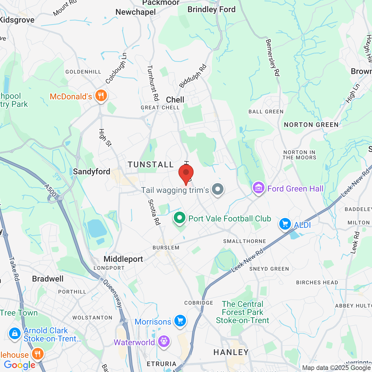 Map displaying job location