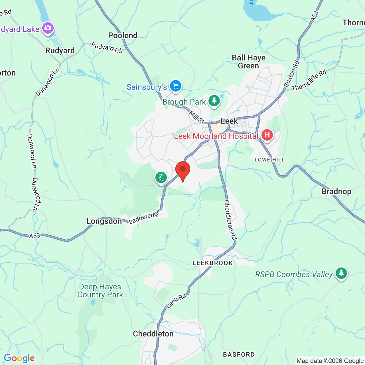 Map displaying job location