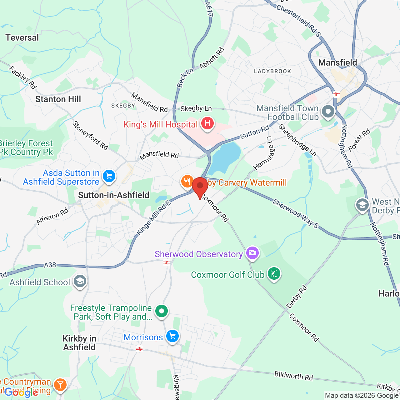 Map displaying job location