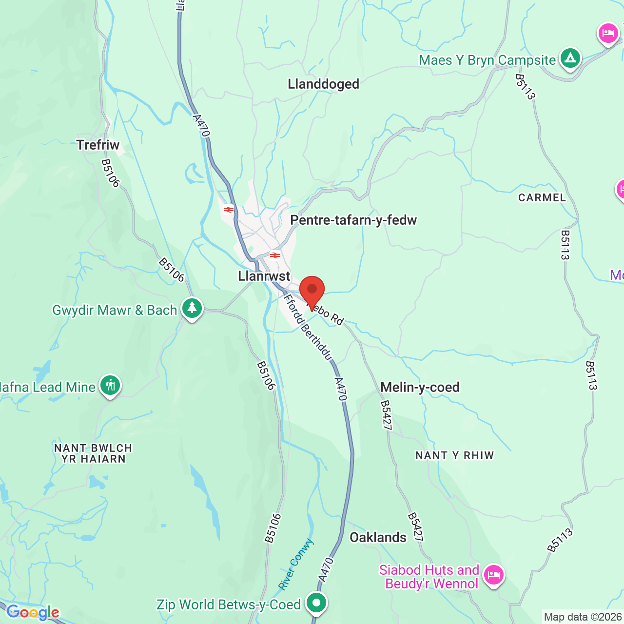 Map displaying job location
