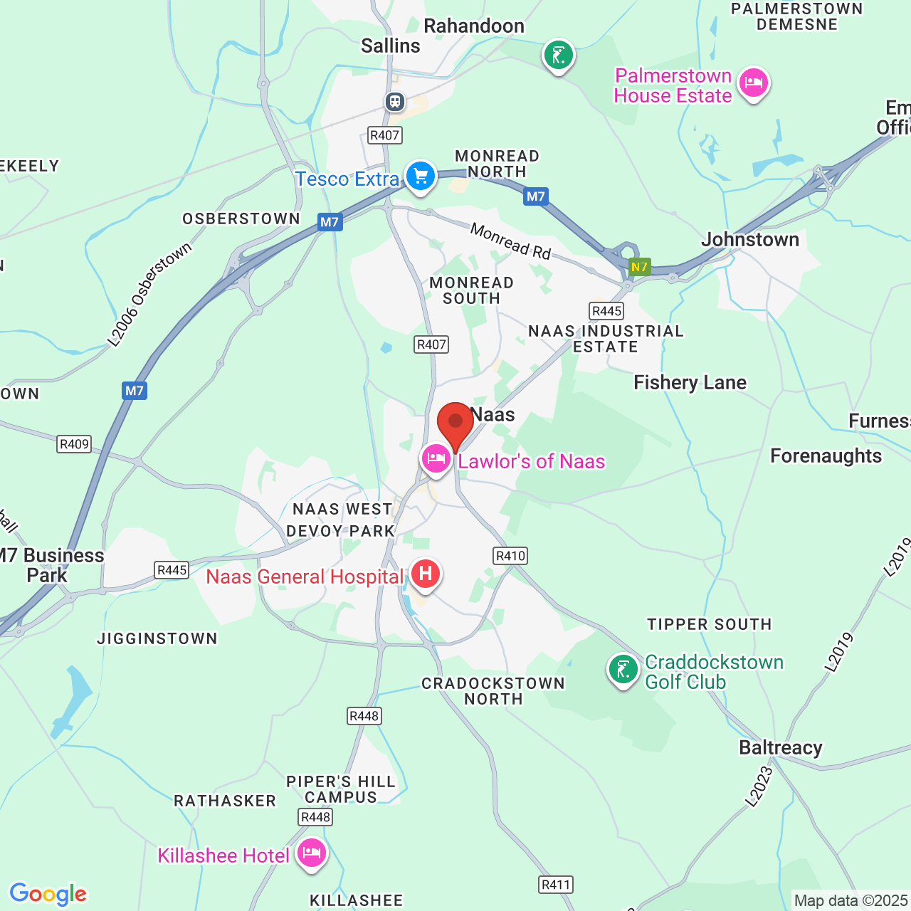 Map displaying job location