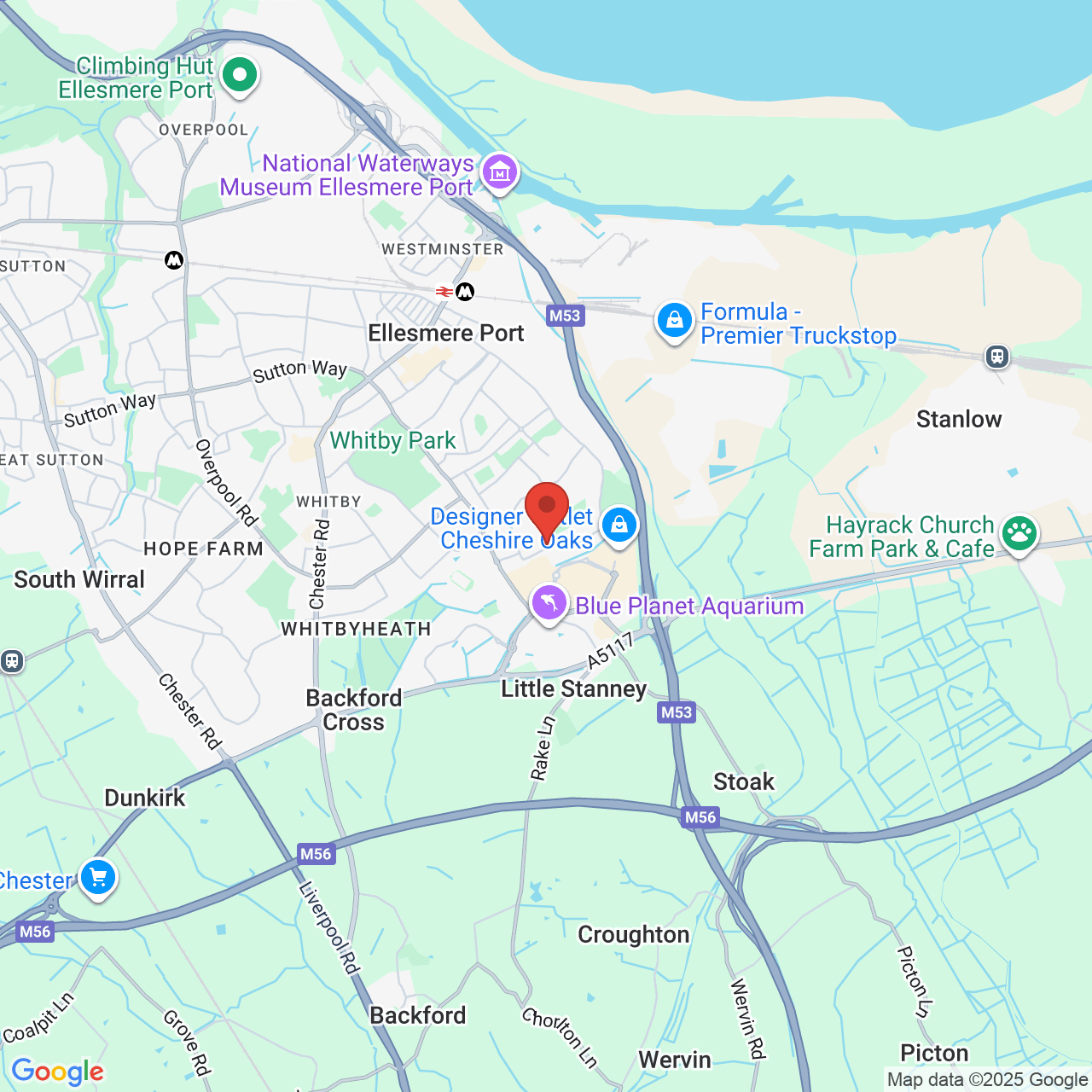 Map displaying job location