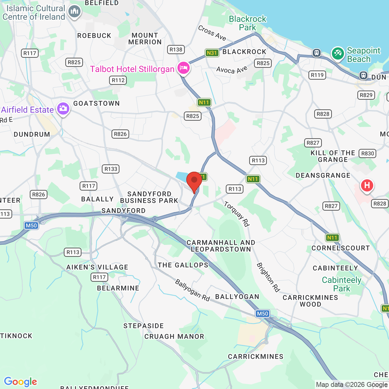 Map displaying job location