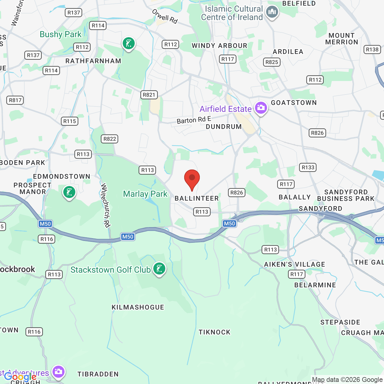 Map displaying job location