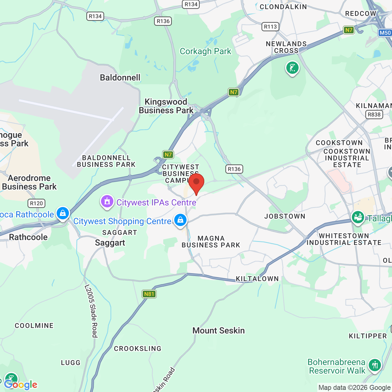 Map displaying job location