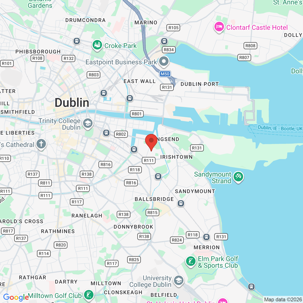 Map displaying job location