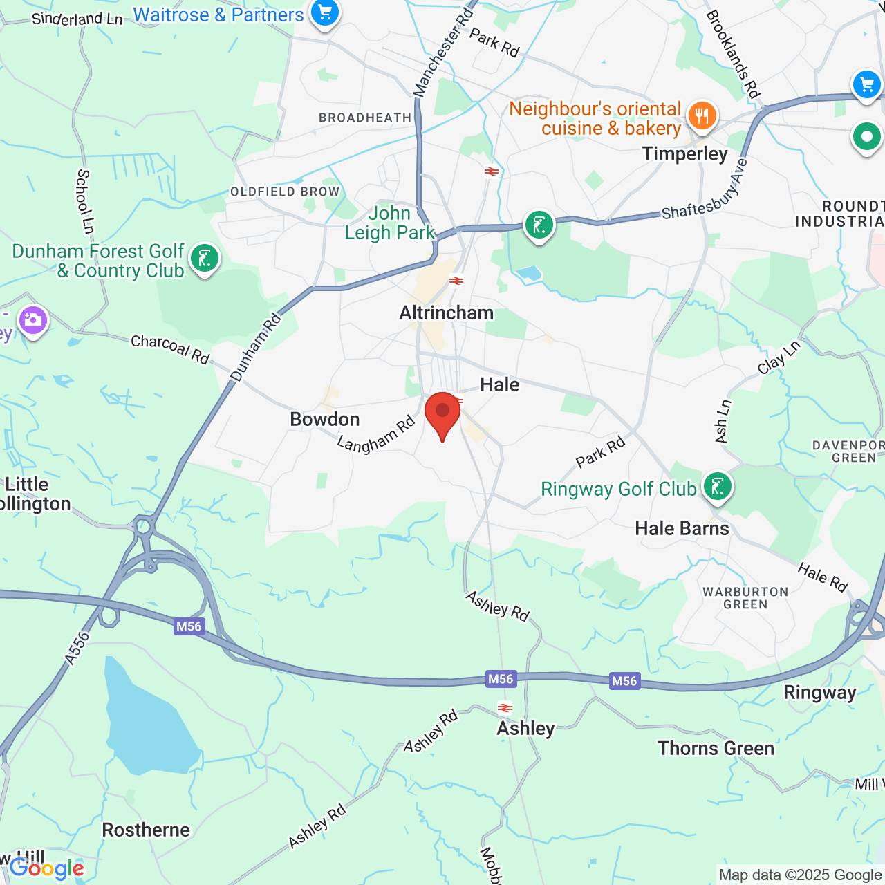 Map showing location of Altrincham, United Kingdom, WA14 2RS