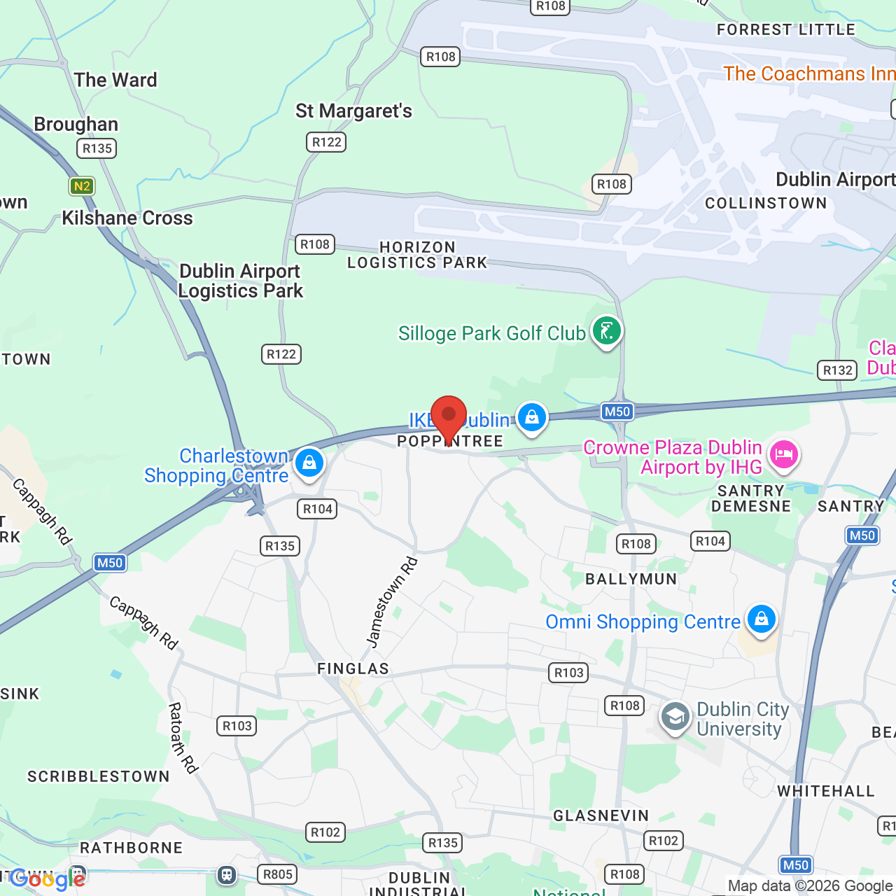 Map displaying job location