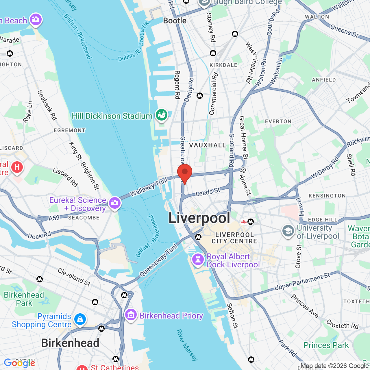 Map displaying job location