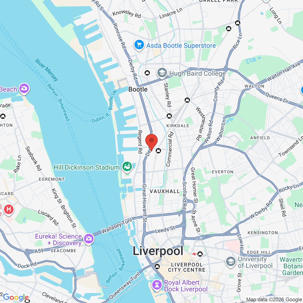 Map displaying job location