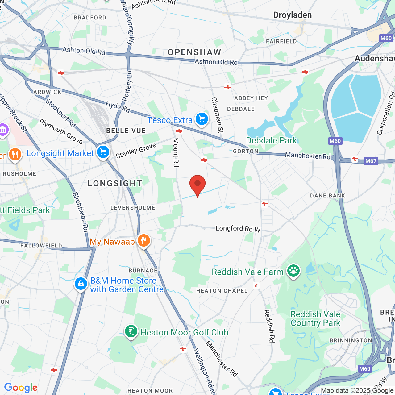 Map showing location of Manchester, United Kingdom, M18 7DT