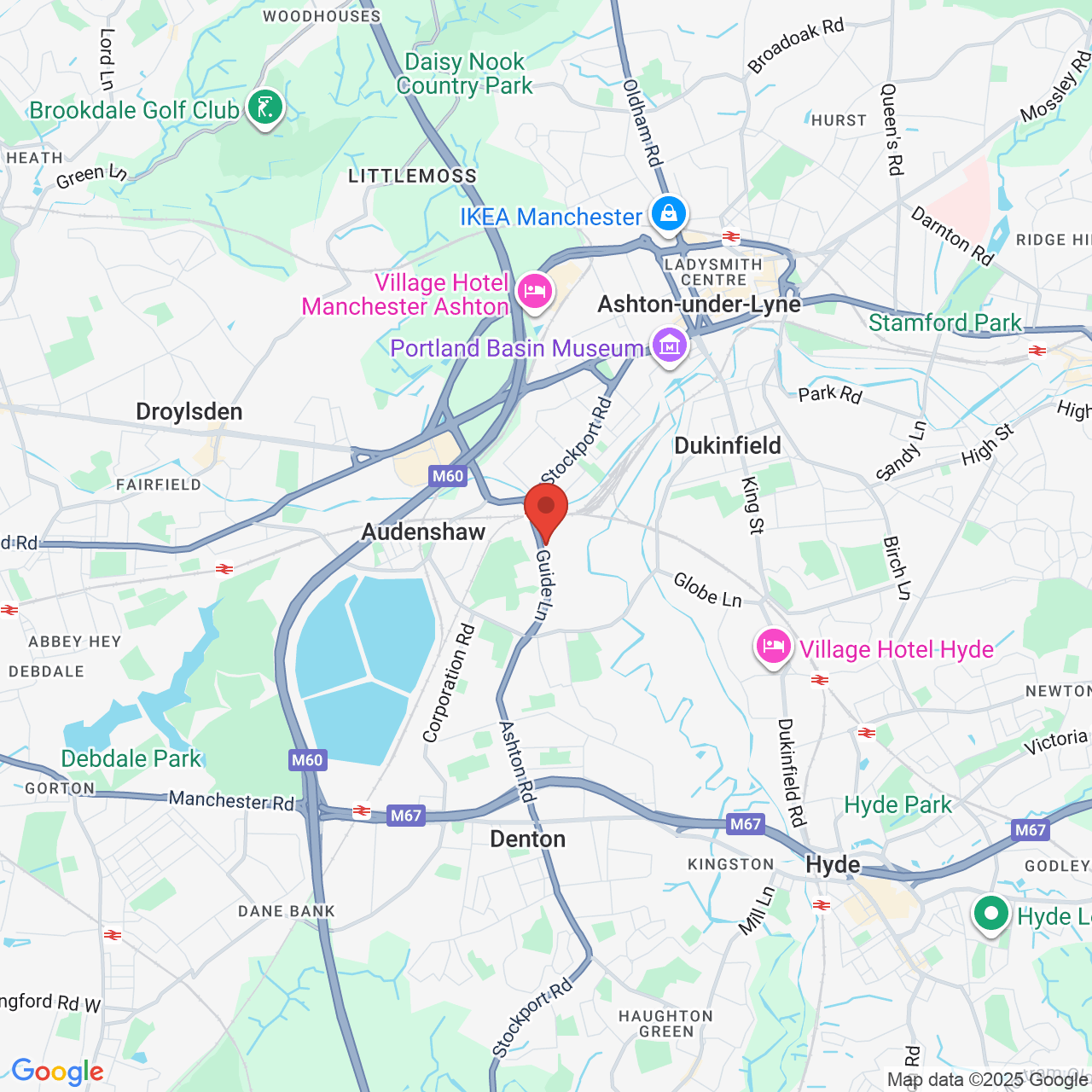 Map showing location of Manchester, Not specified, M34 5JE
