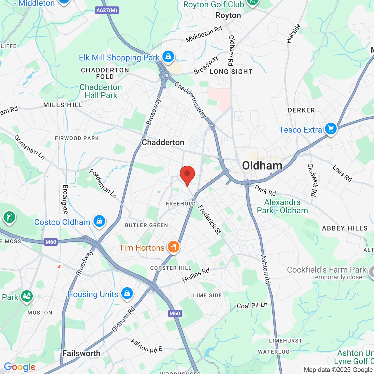 Map displaying job location