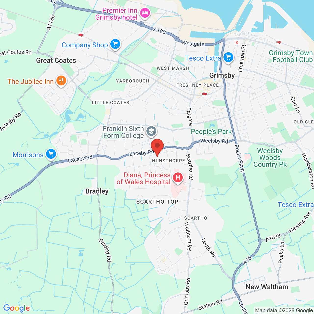Map displaying job location