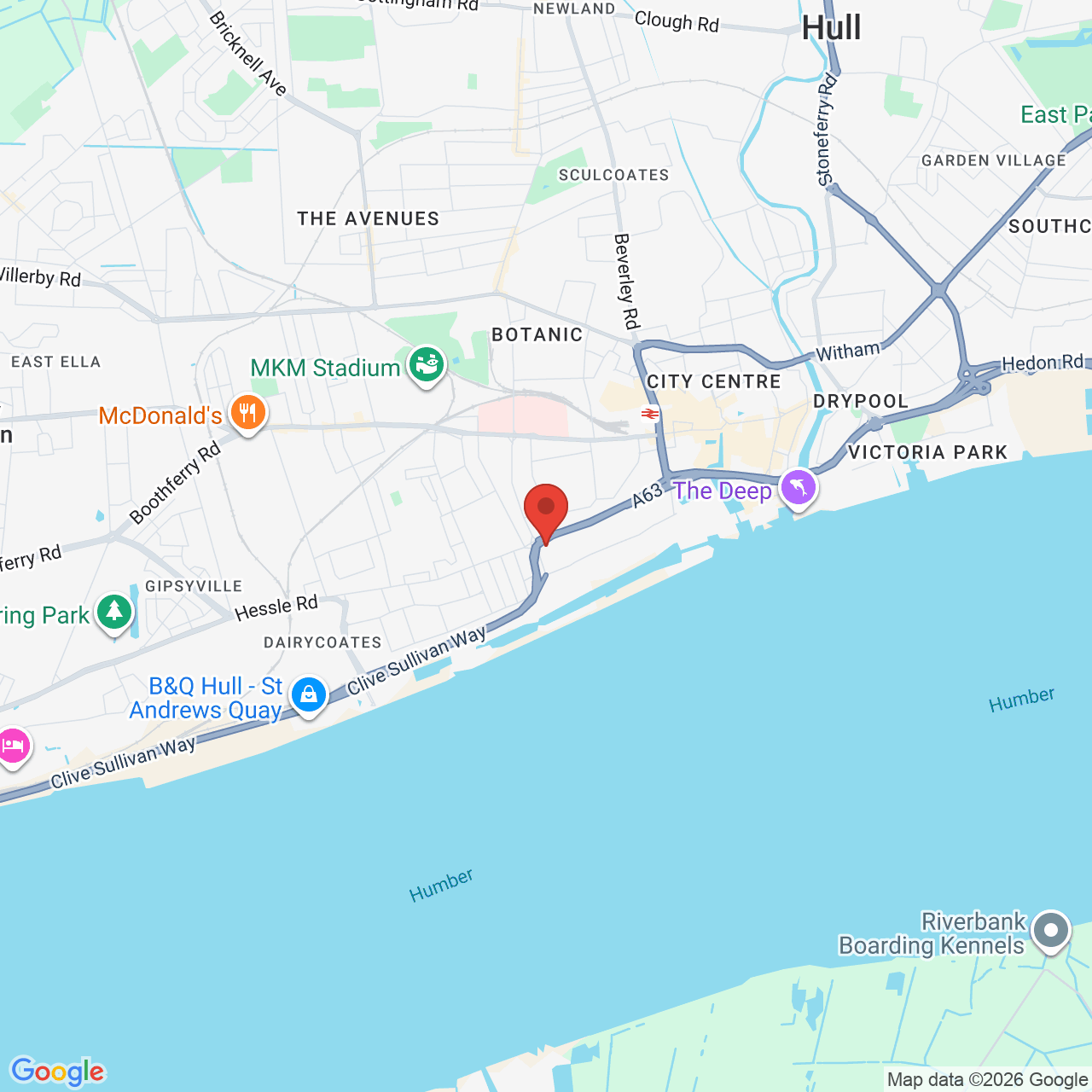 Map displaying job location