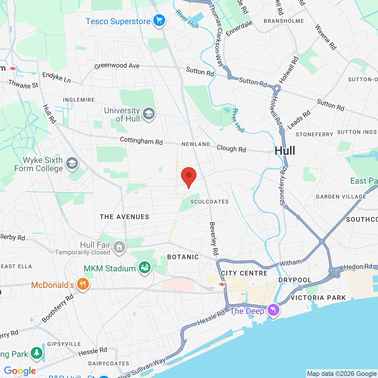 Map displaying job location