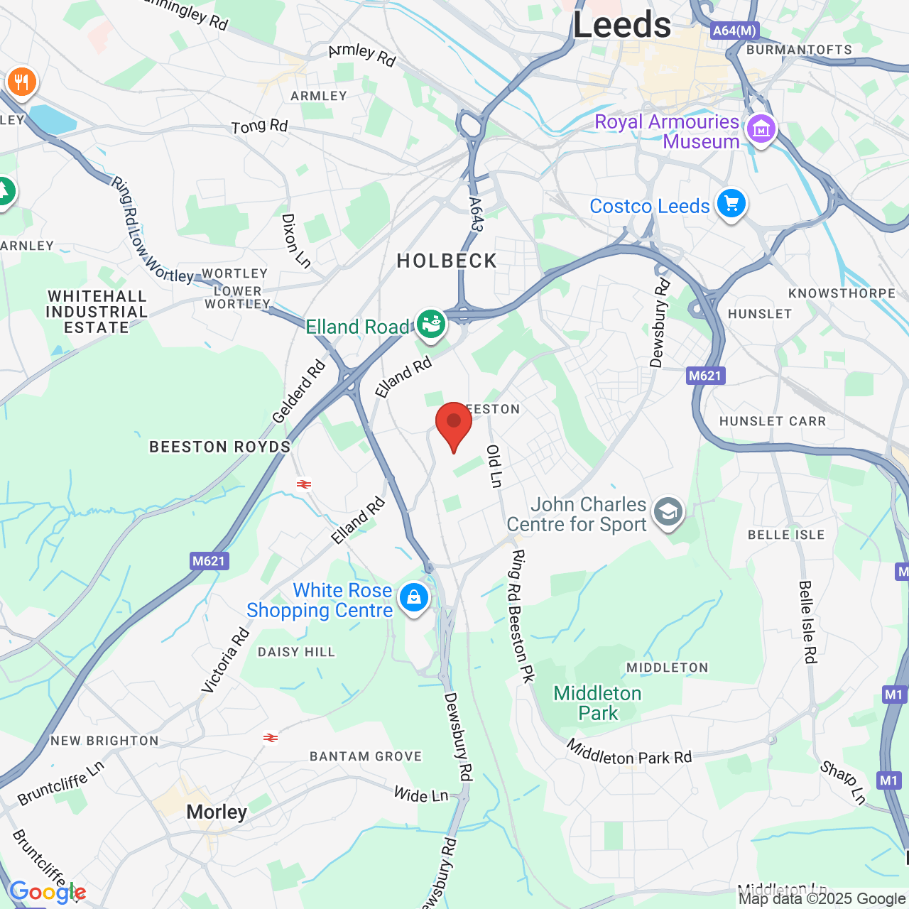 Map showing location of Leeds, United Kingdom, LS11 8DT
