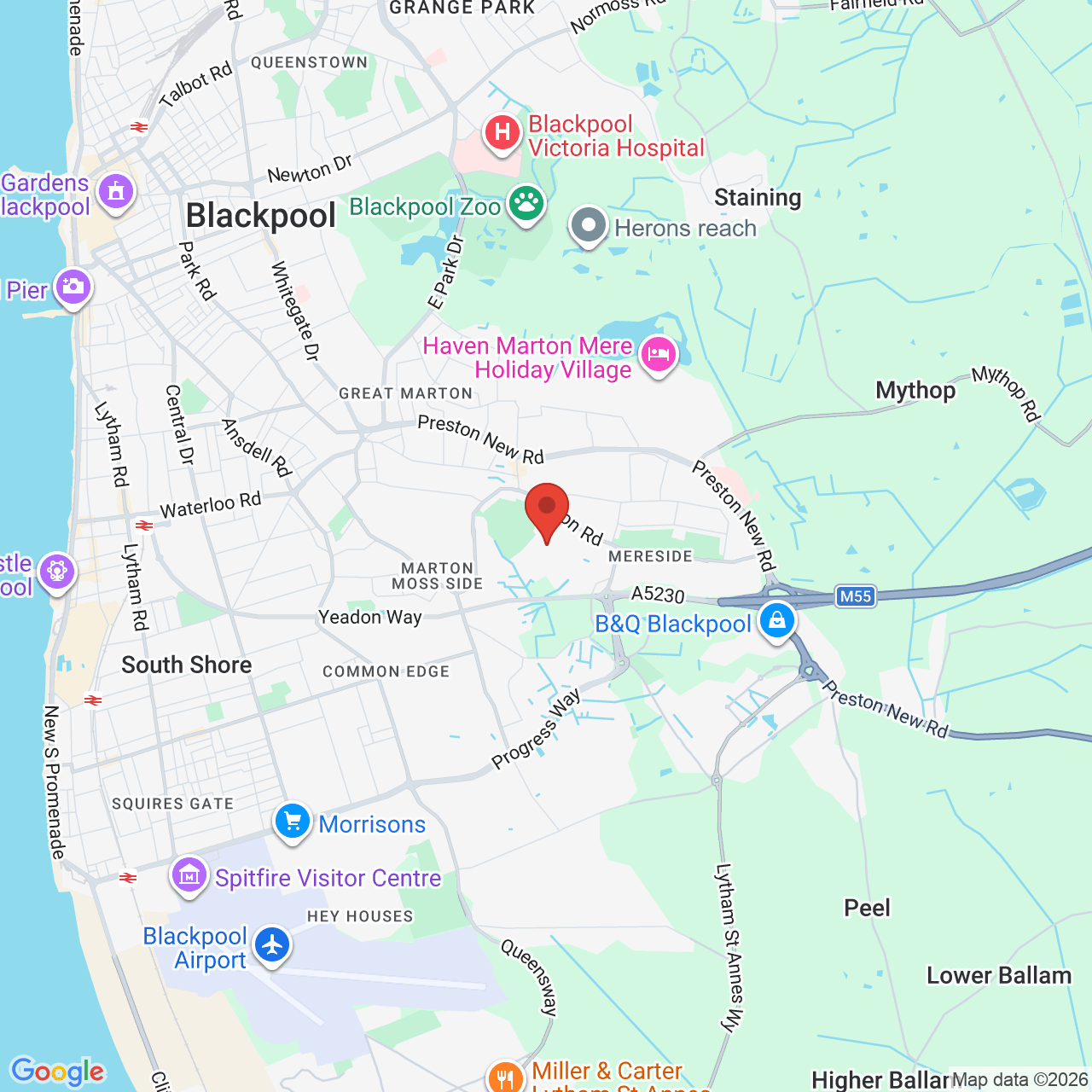 Map displaying job location