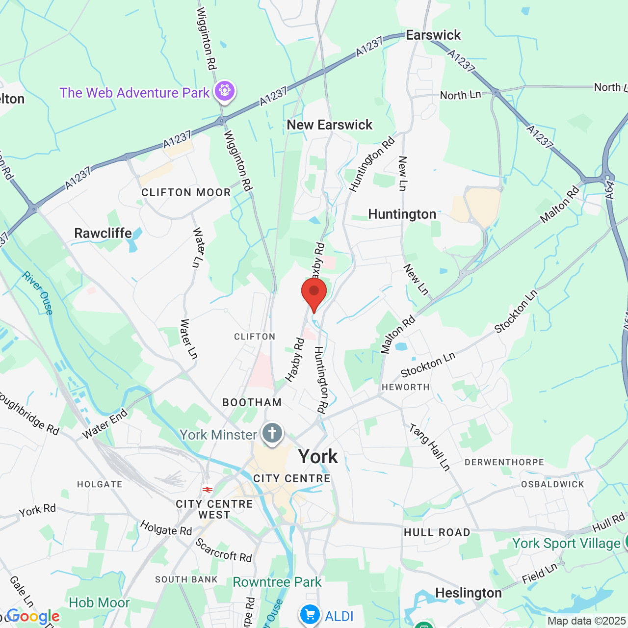 Map showing location of York, United Kingdom, YO31 8TA
