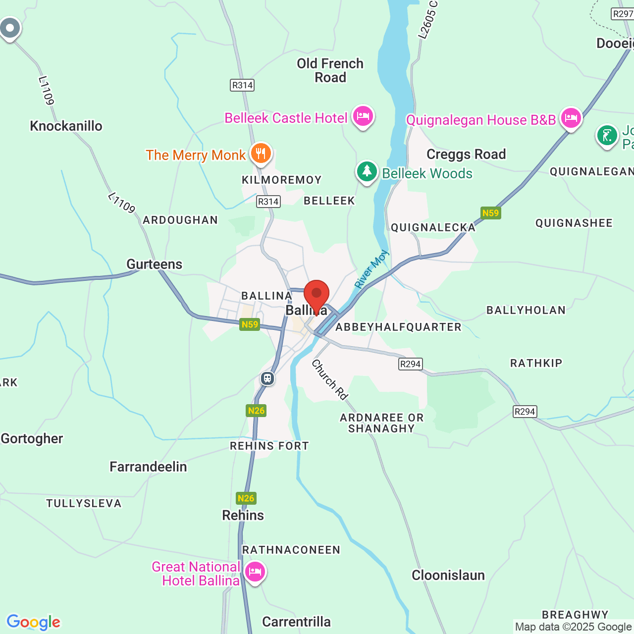 Map displaying job location