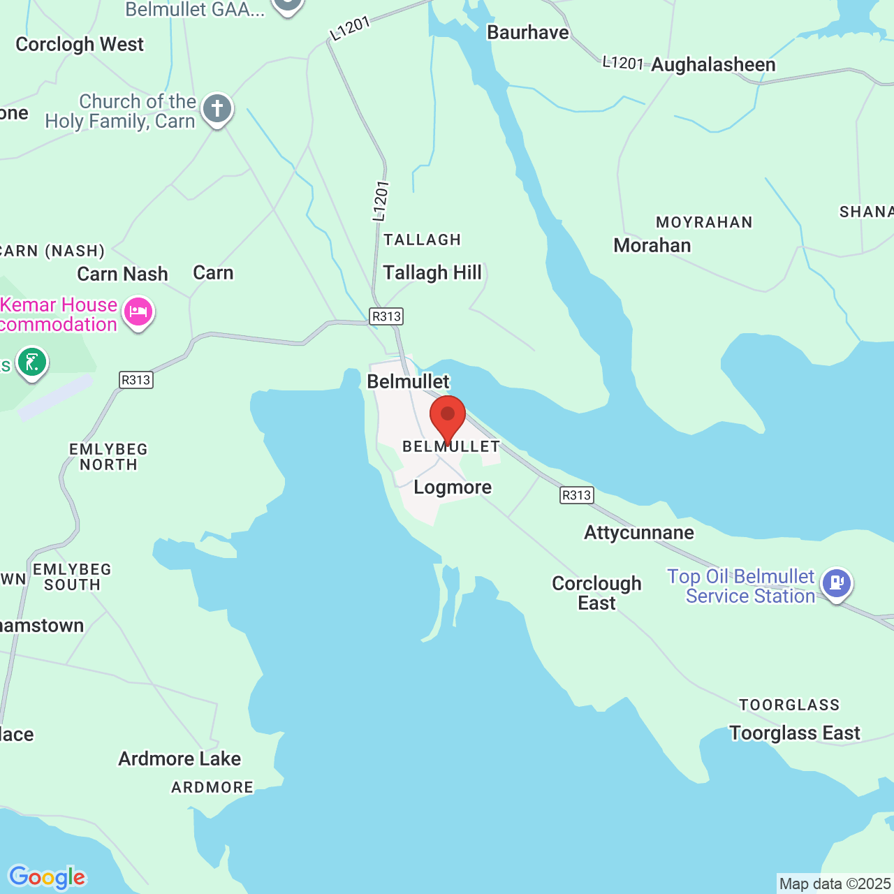 Map displaying job location