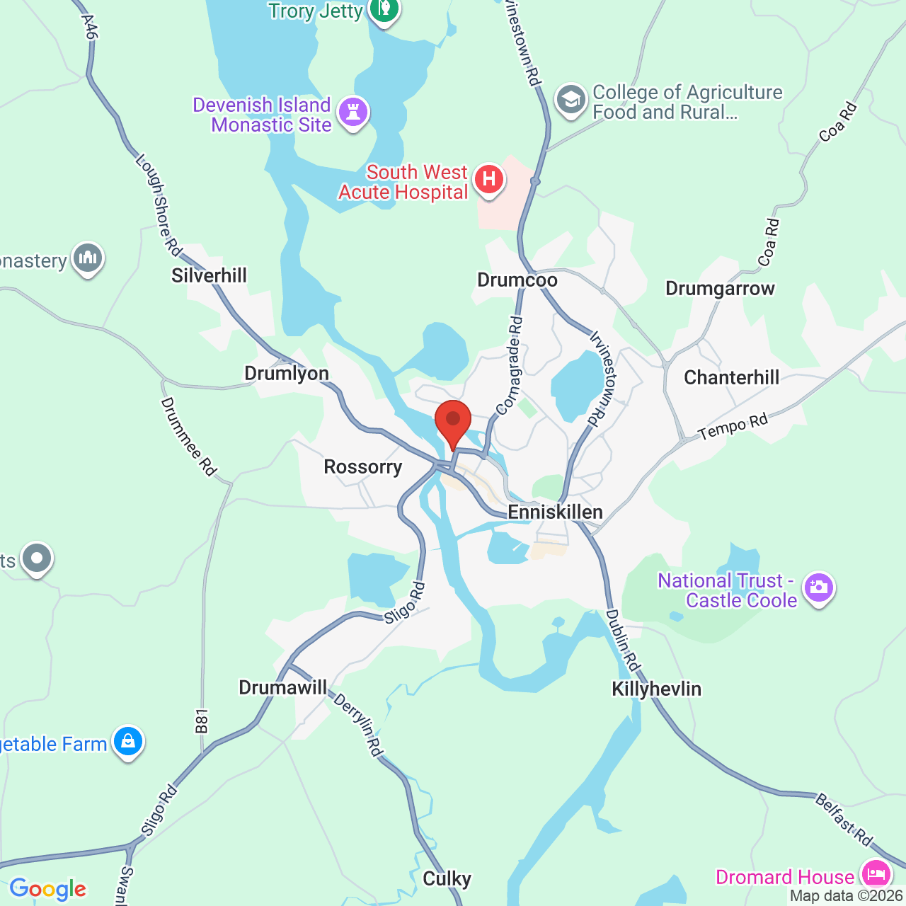 Map displaying job location