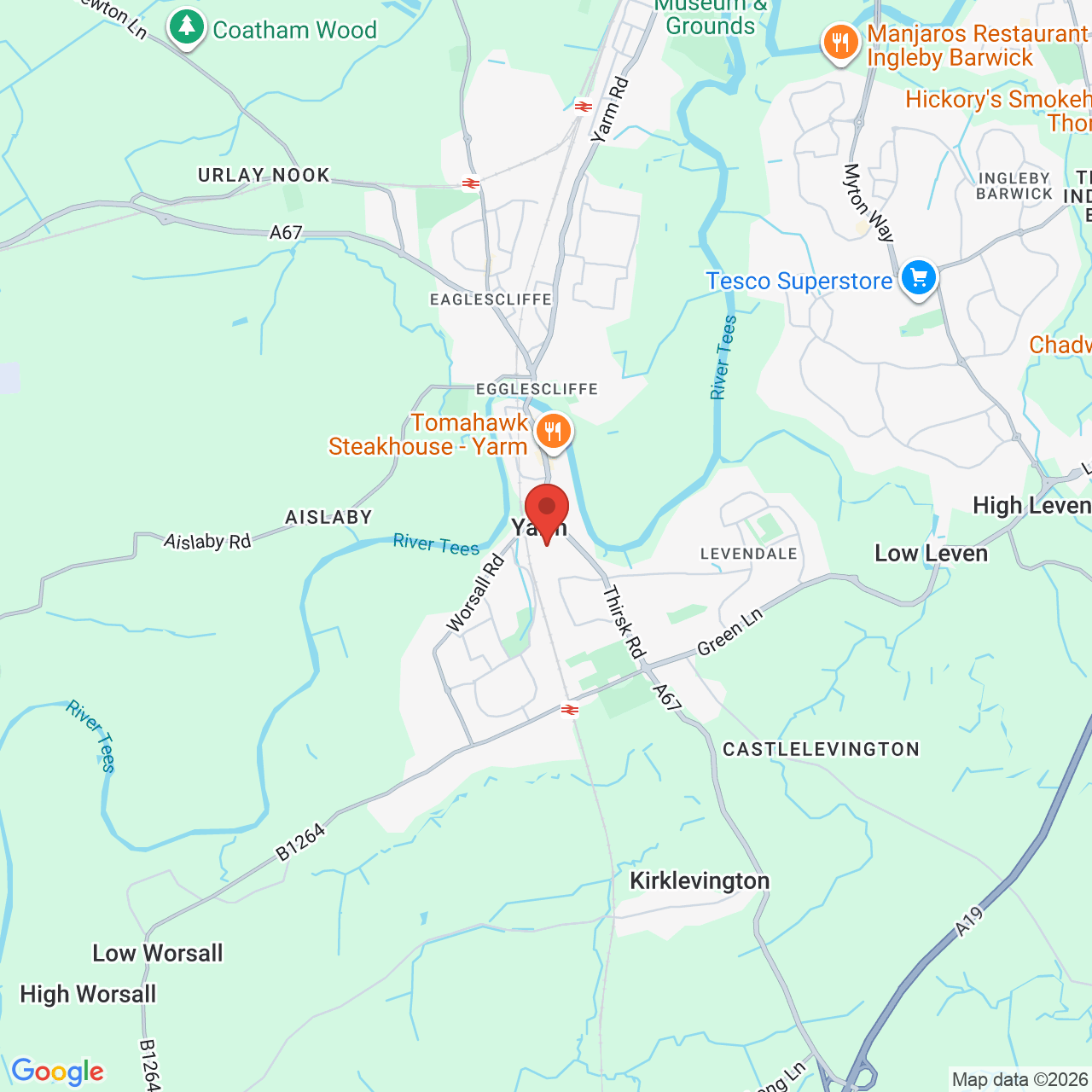 Map displaying job location