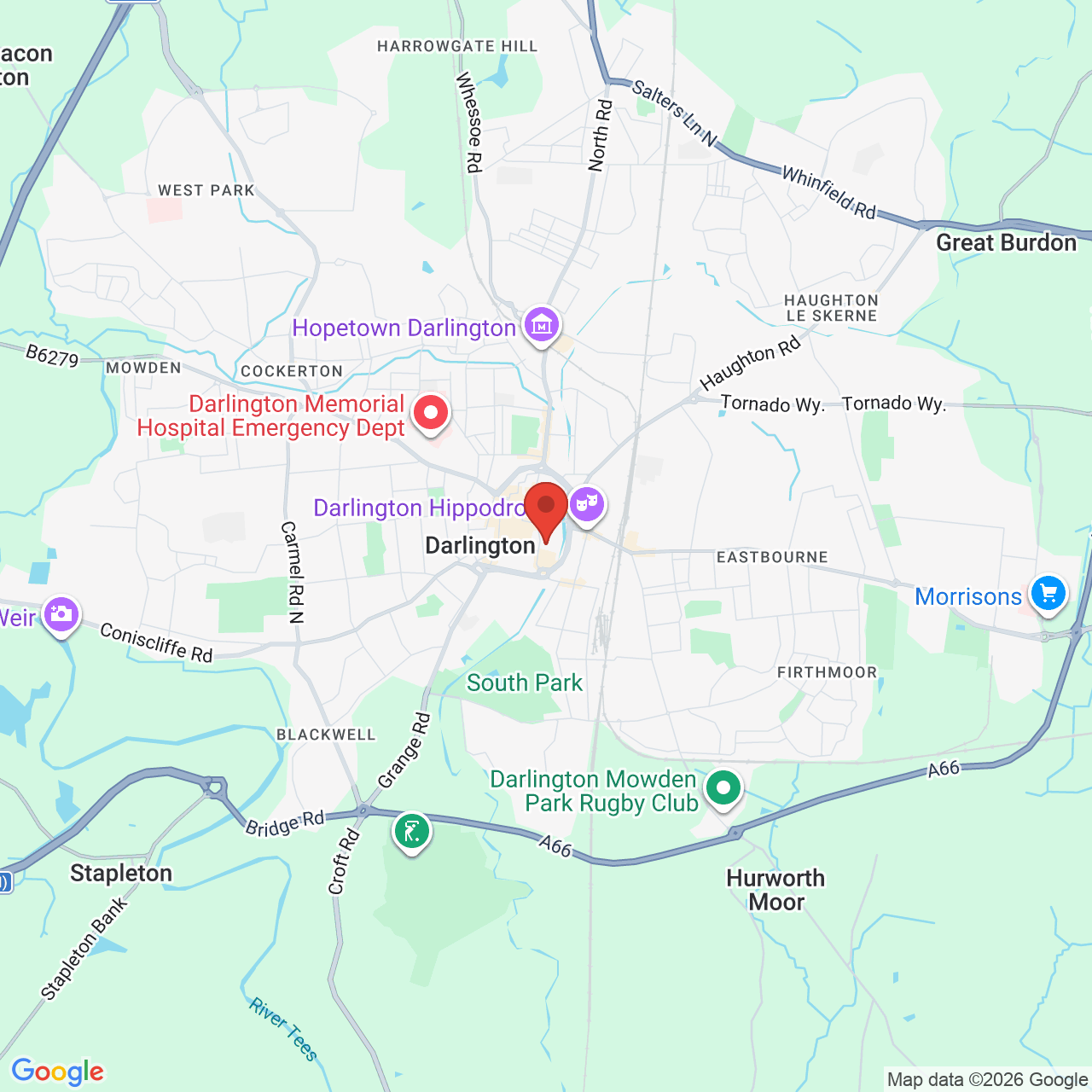 Map displaying job location