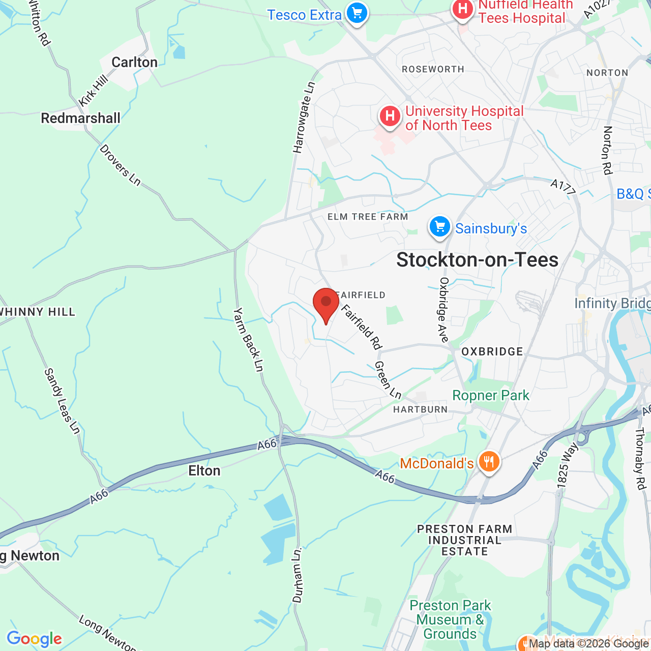 Map displaying job location
