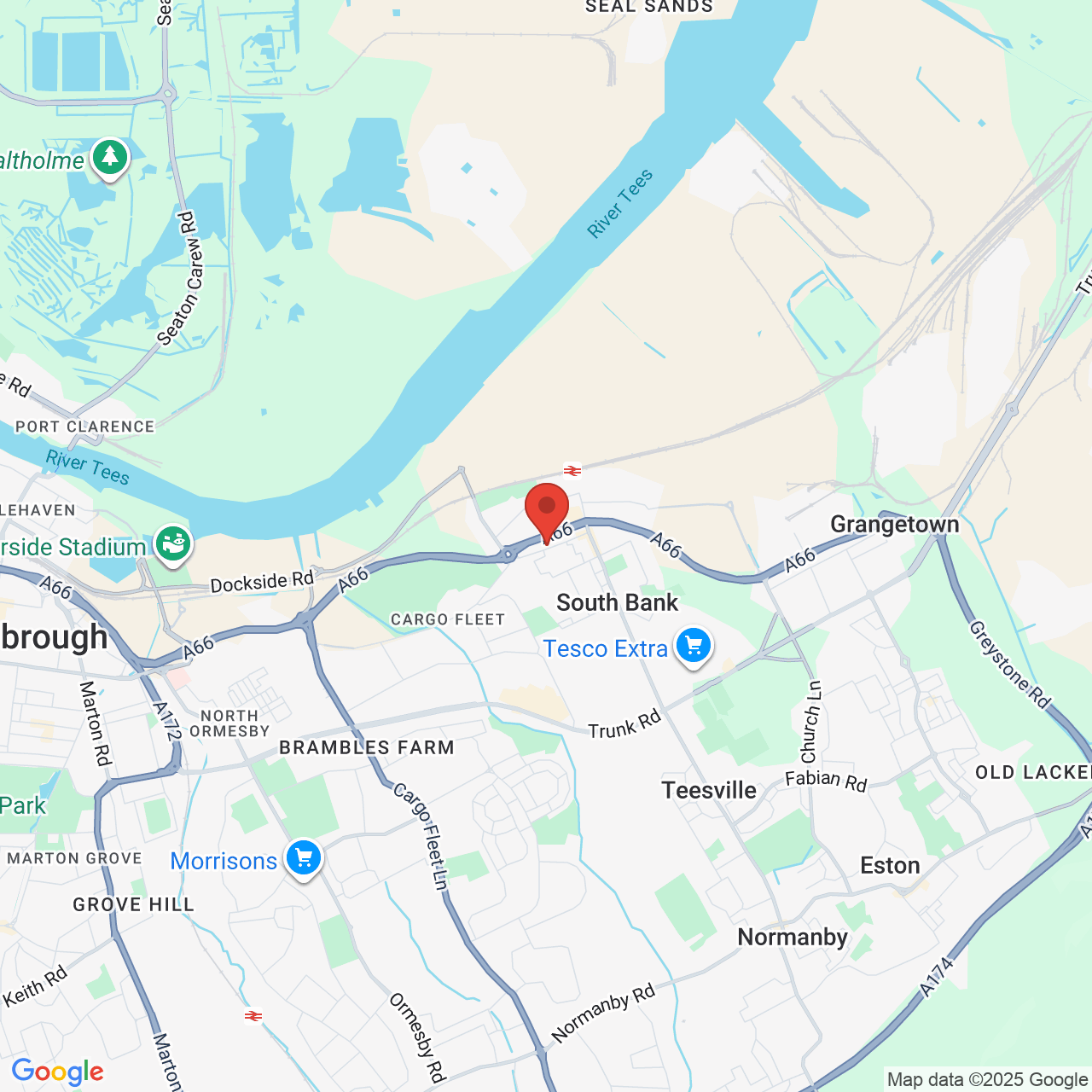 Map displaying job location