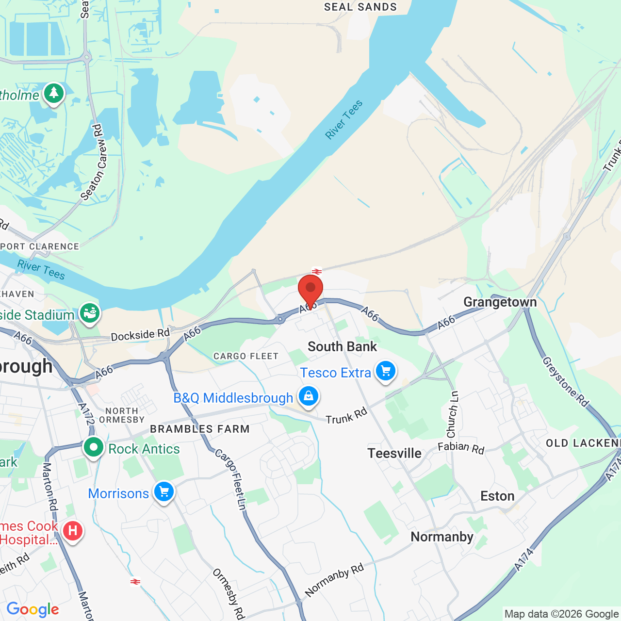 Map displaying job location