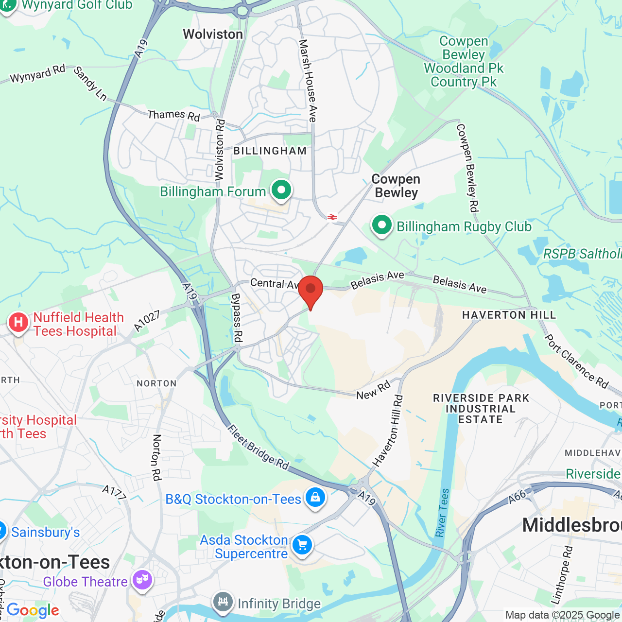 Map displaying job location