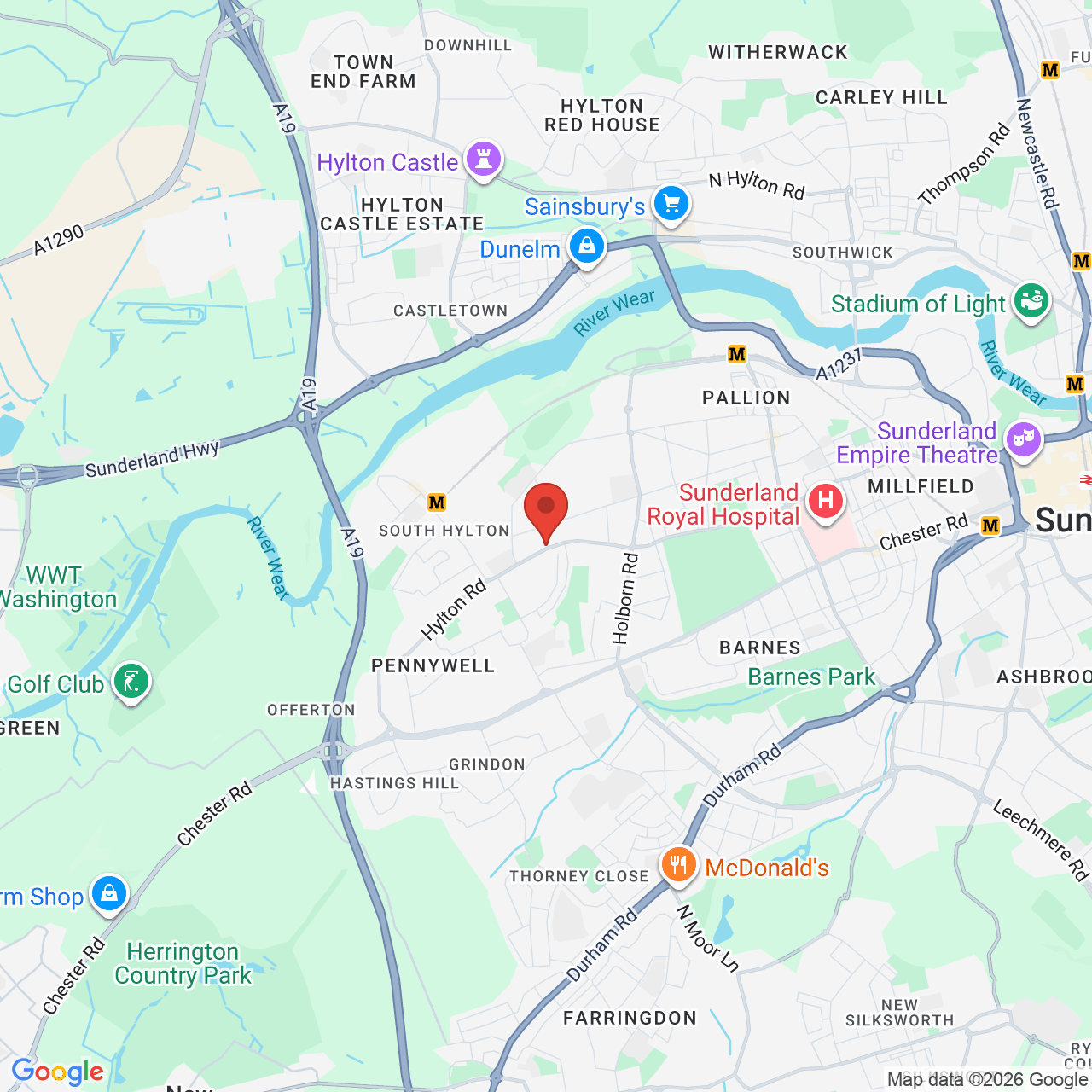 Map displaying job location