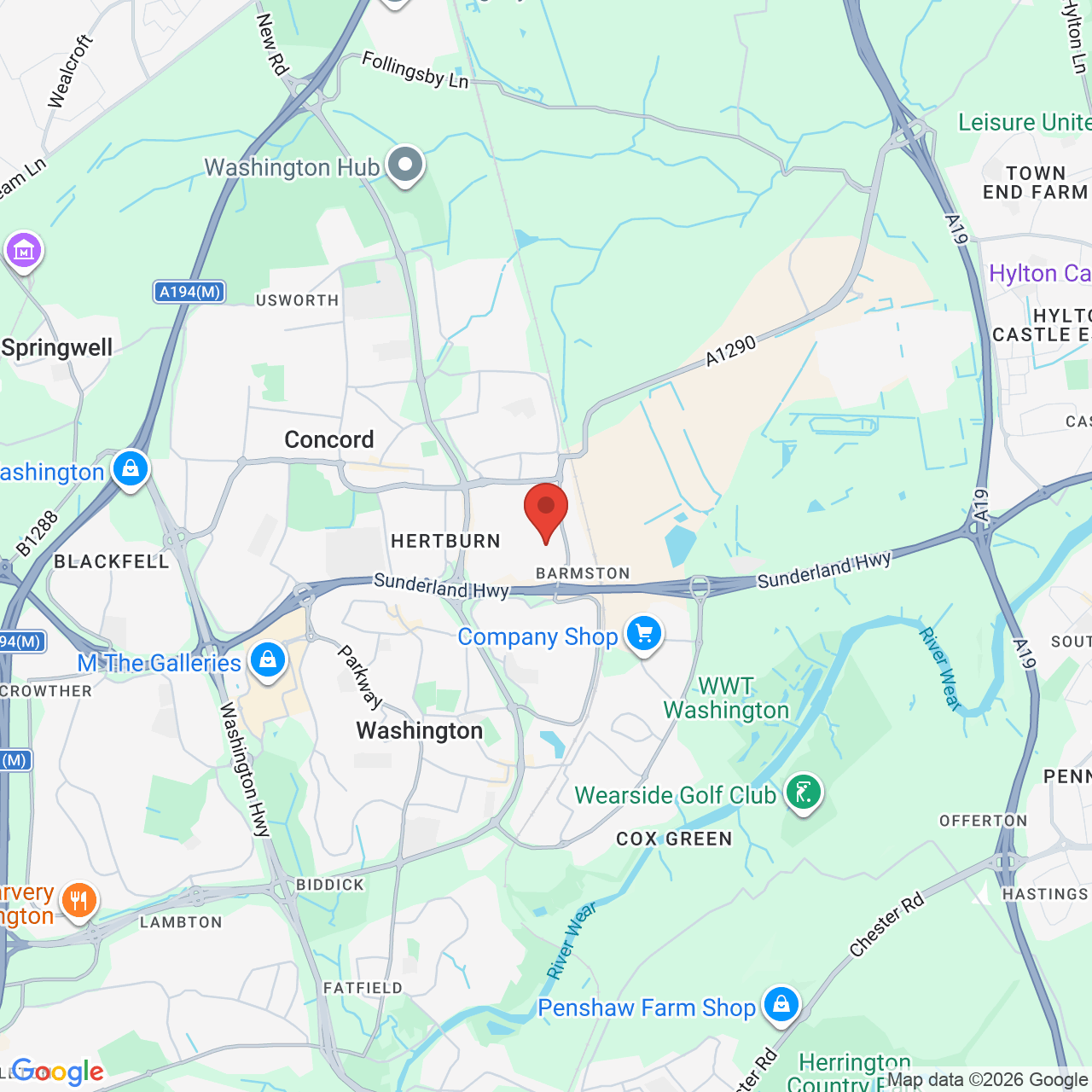 Map displaying job location