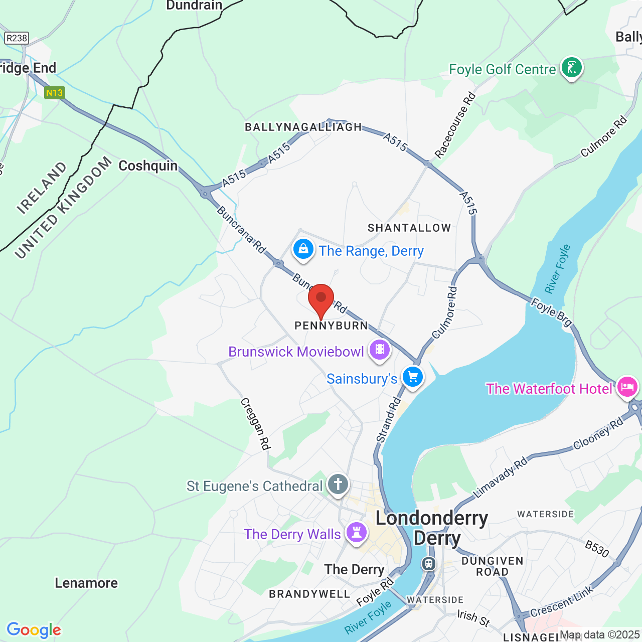 Map displaying job location