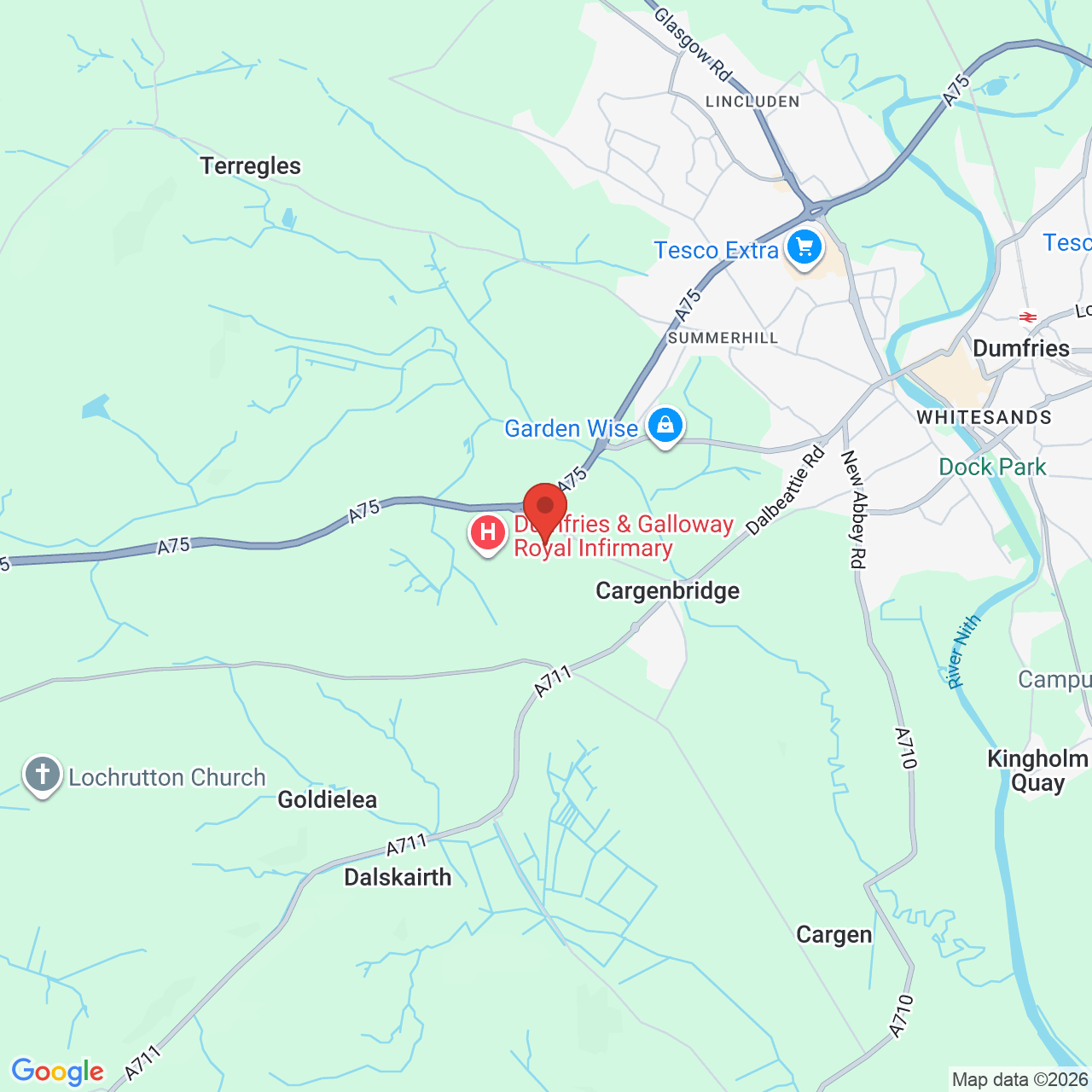 Map displaying job location