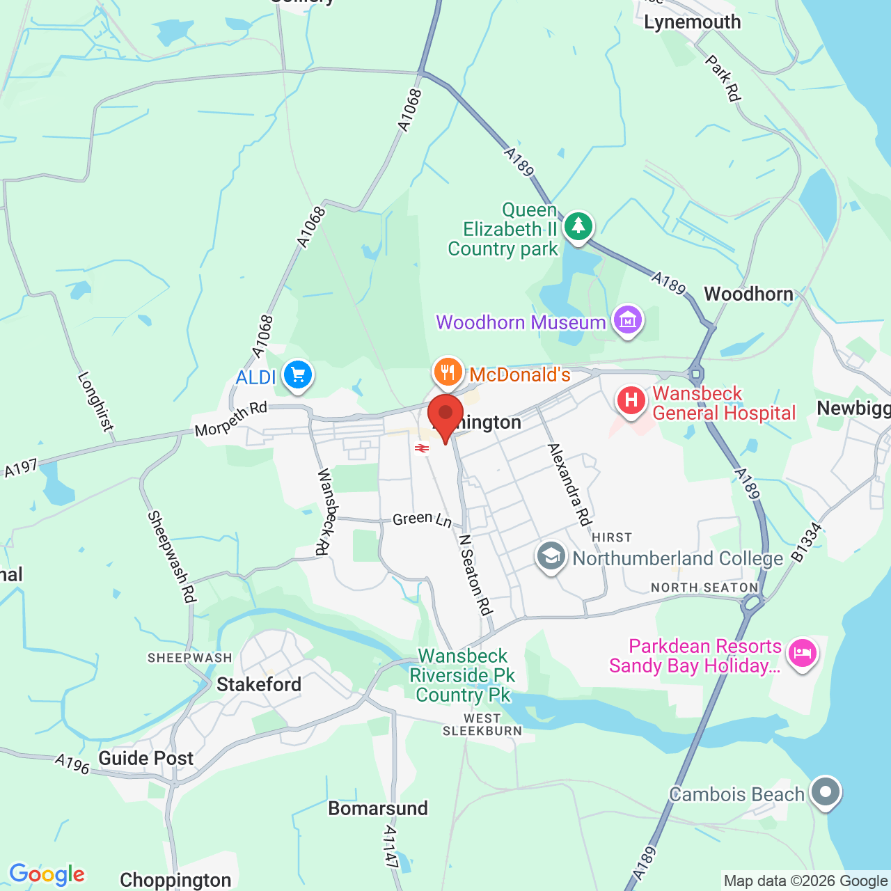 Map displaying job location