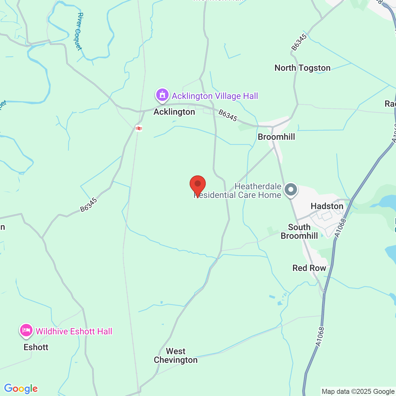 Map showing location of HMP Northumberland Morpeth, Northumberland, NE65 9XG, United Kingdom, NE65 9XG