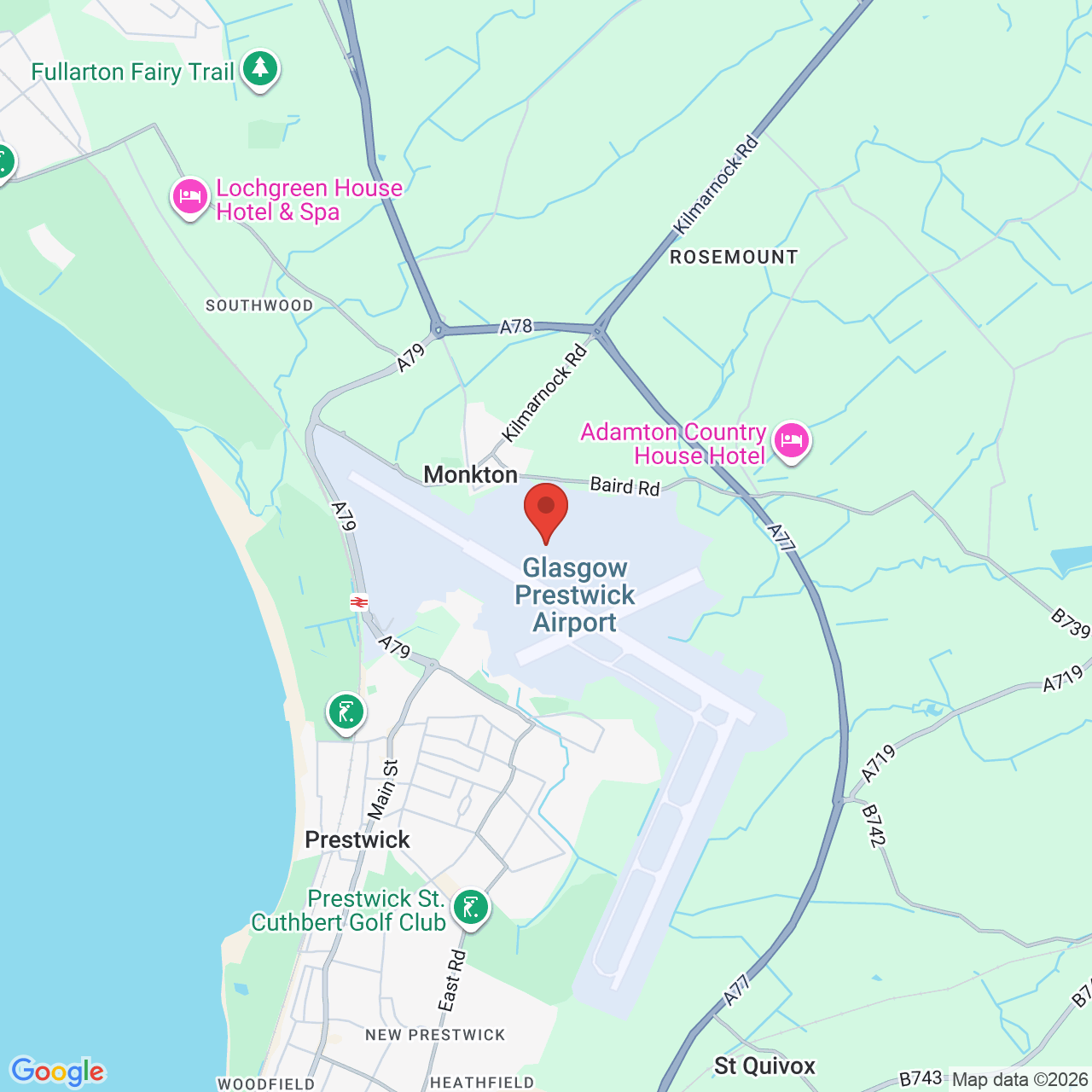 Map displaying job location