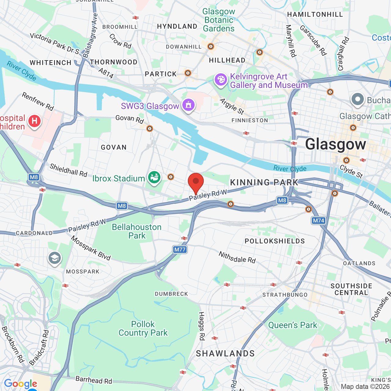 Map displaying job location