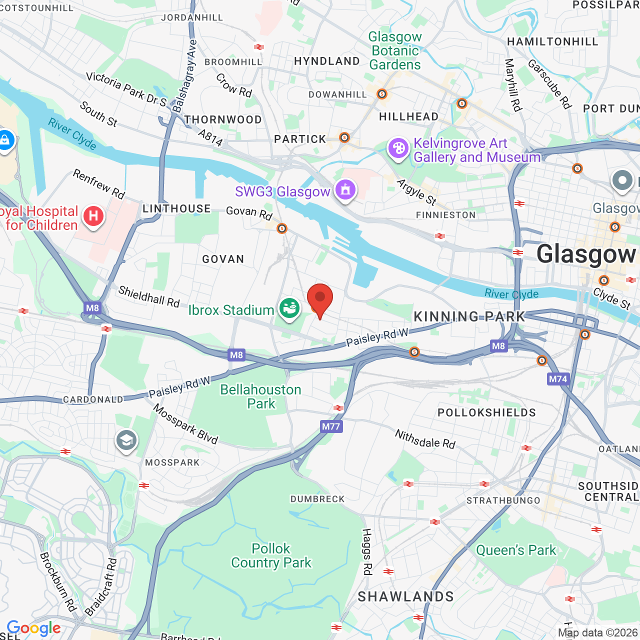 Map displaying job location