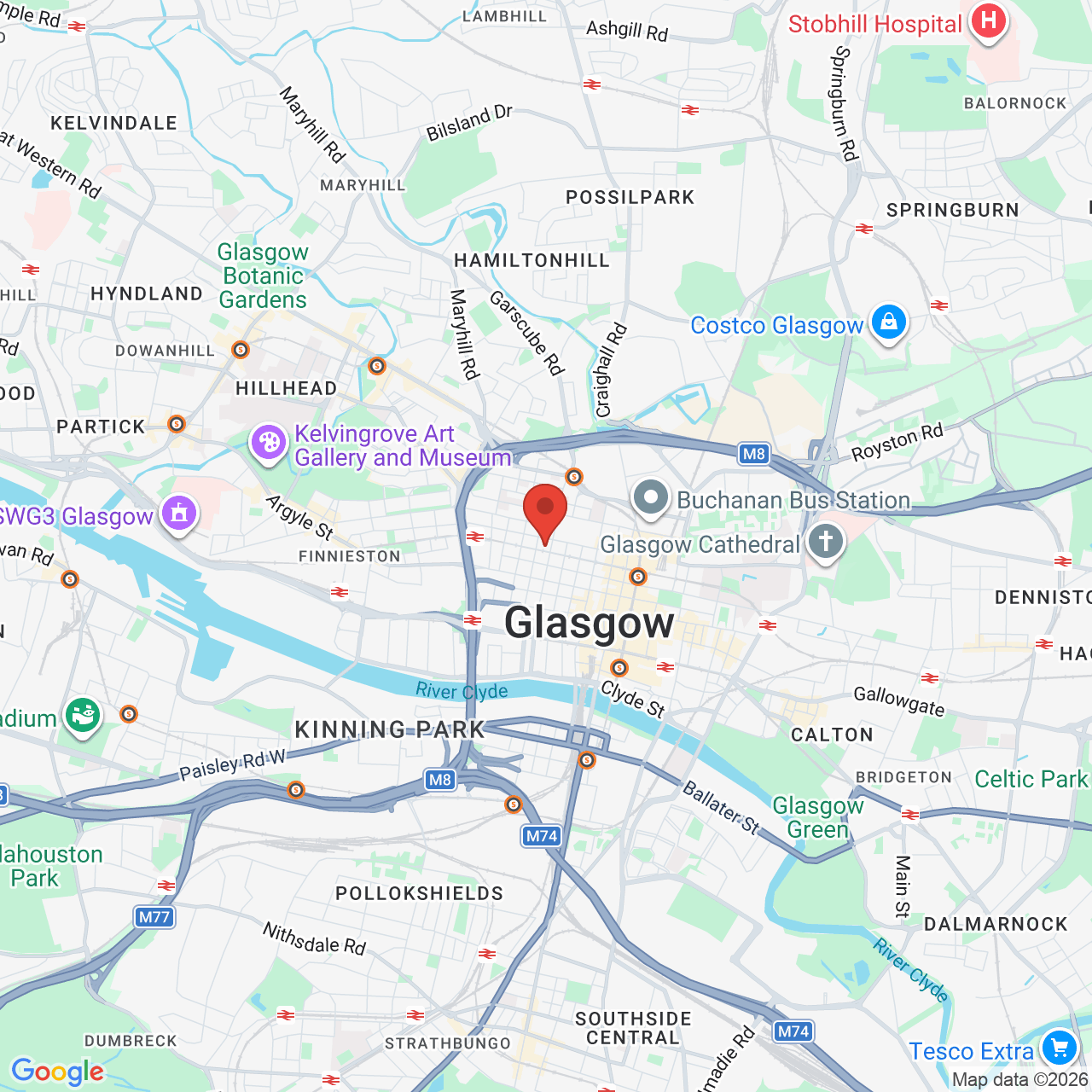Map displaying job location