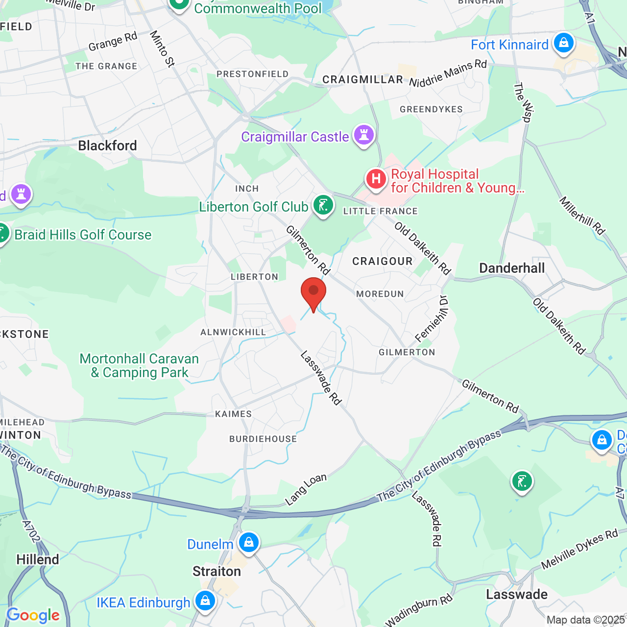 Map showing location of Edinburgh, United Kingdom, EH16 6FF