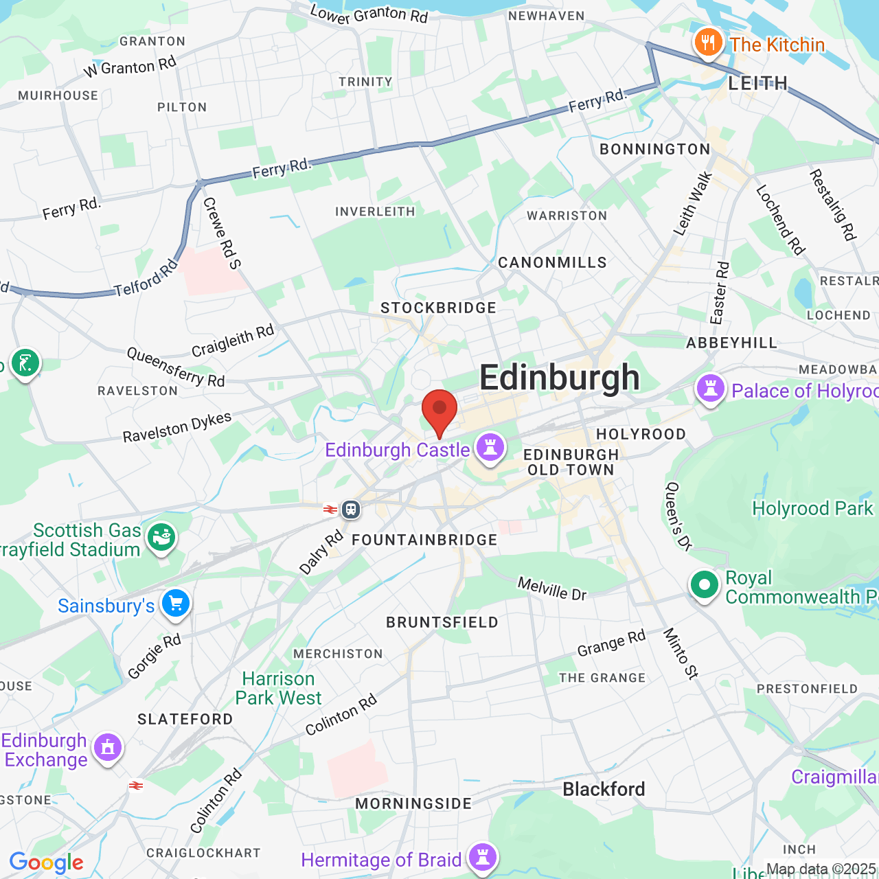 Map showing location of Edinburgh, United Kingdom, EH2 4BL