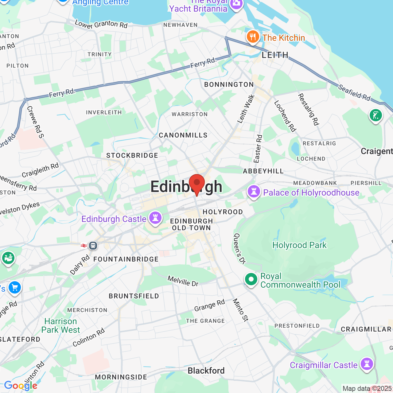 Map showing location of Edinburgh, United Kingdom