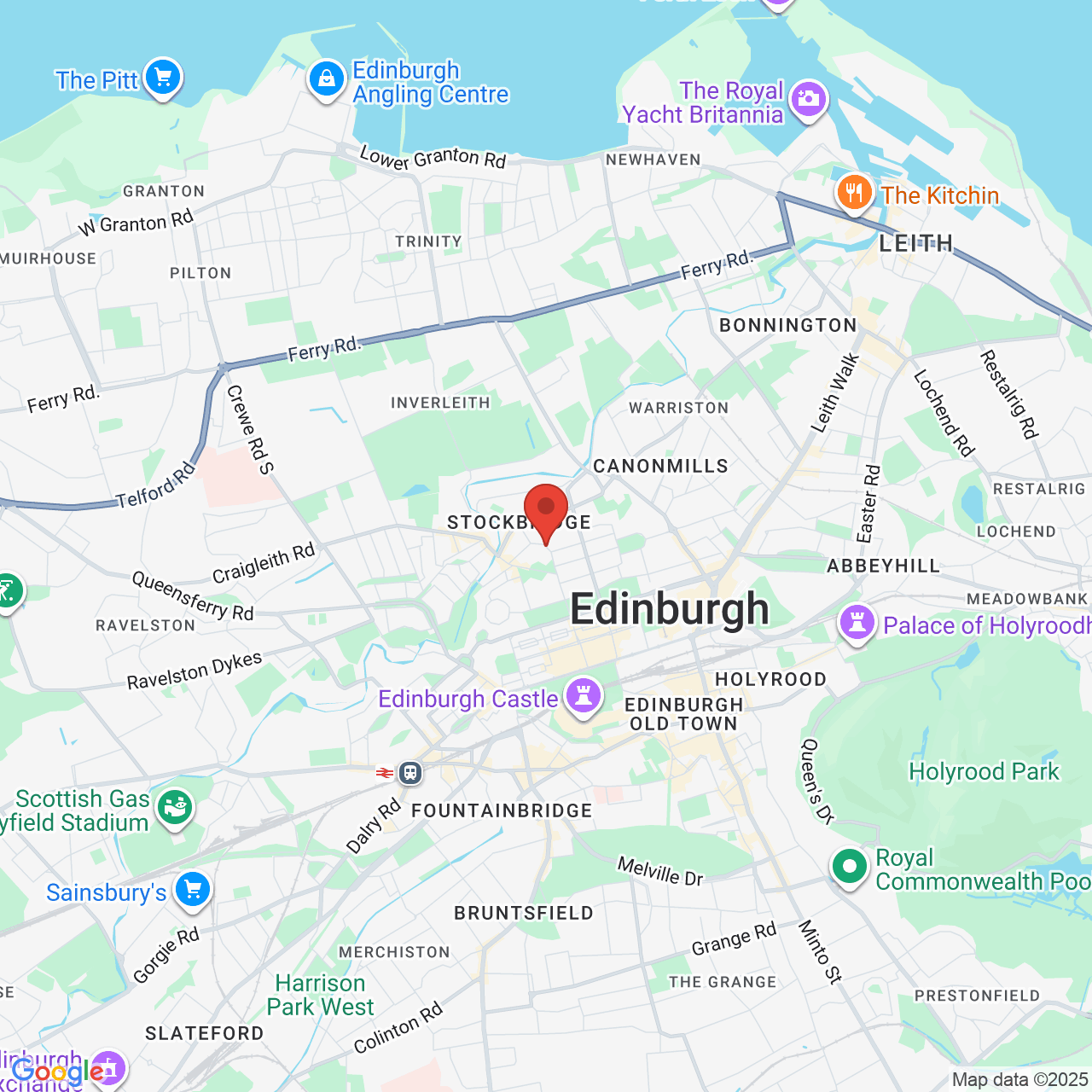 Map showing location of Edinburgh, United Kingdom, EH3 5BL