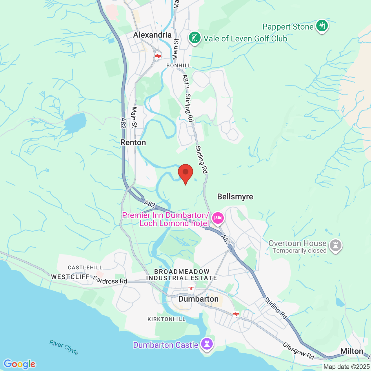 Map showing location of Dumbarton, United Kingdom, G82 2SS
