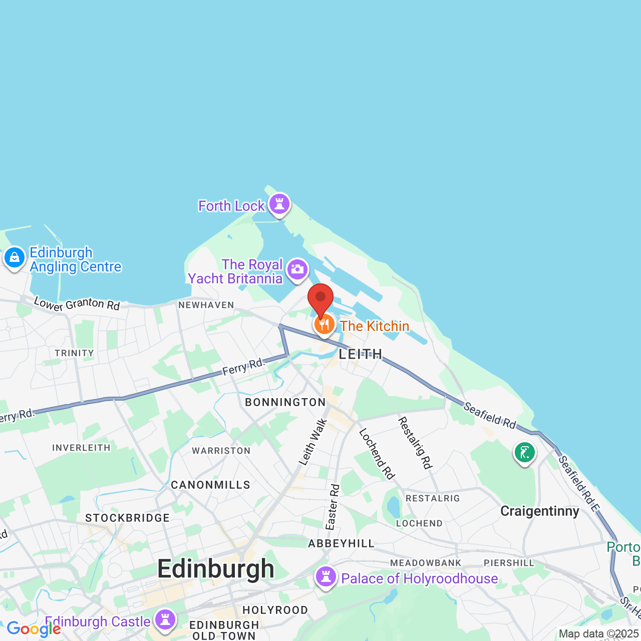 Map showing location of Edinburgh, Dundee and Perth, United Kingdom, EH6 4HJ